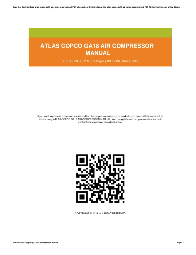 Atlas copco ga18 instruction manual